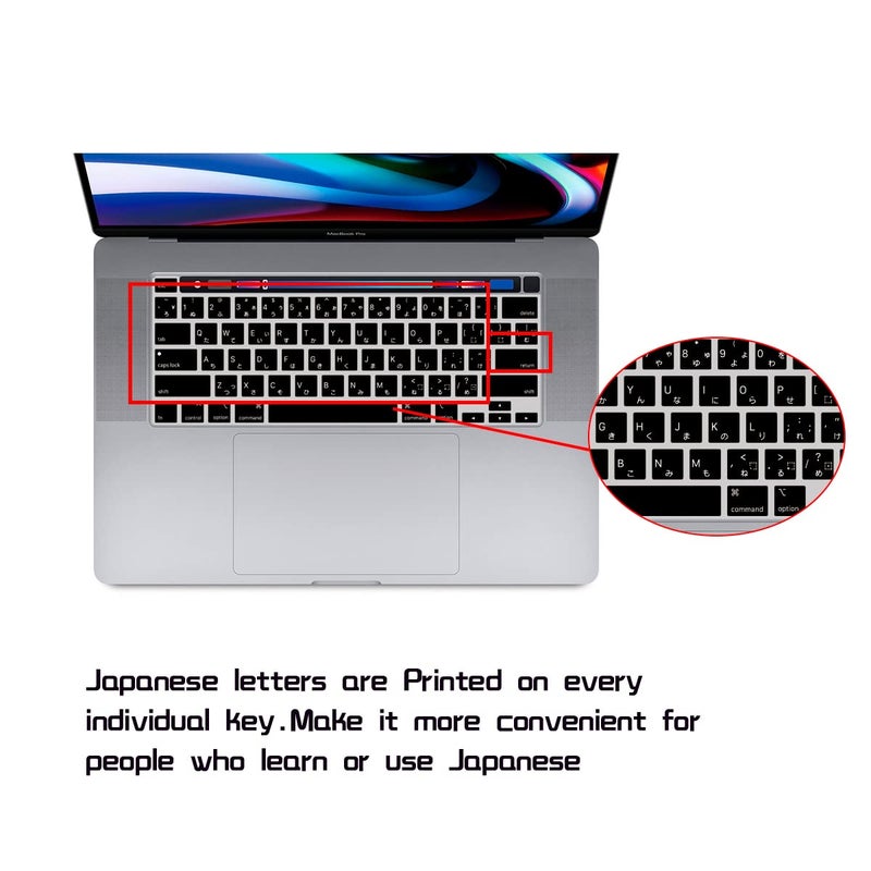 HRH Ultra Thin Japanese Language Silicone Keyboard Cover Skin for MacBook Pro 13 inch 2020(Model A2289/A2251/A2338 M1 Chip) and for MacBook Pro 16" 2019 (Model A2141) Accessories - Image 1